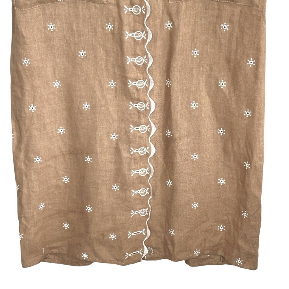 Magali Pascal Palmiere Linen Shirt Dress S Boho Resort Embroidered Tropical Mini - Picture 5 of 11
